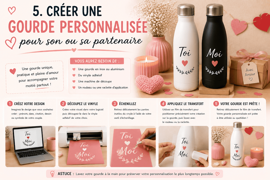 mit dem Cricut personalisierte Trinkflasche