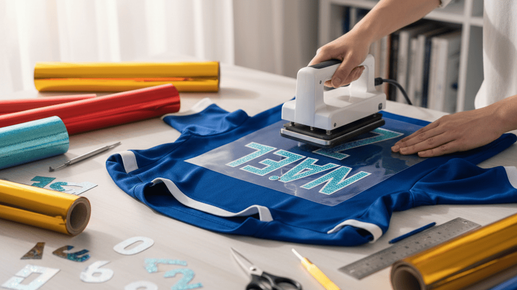 ironing on heat-transfer vinyl