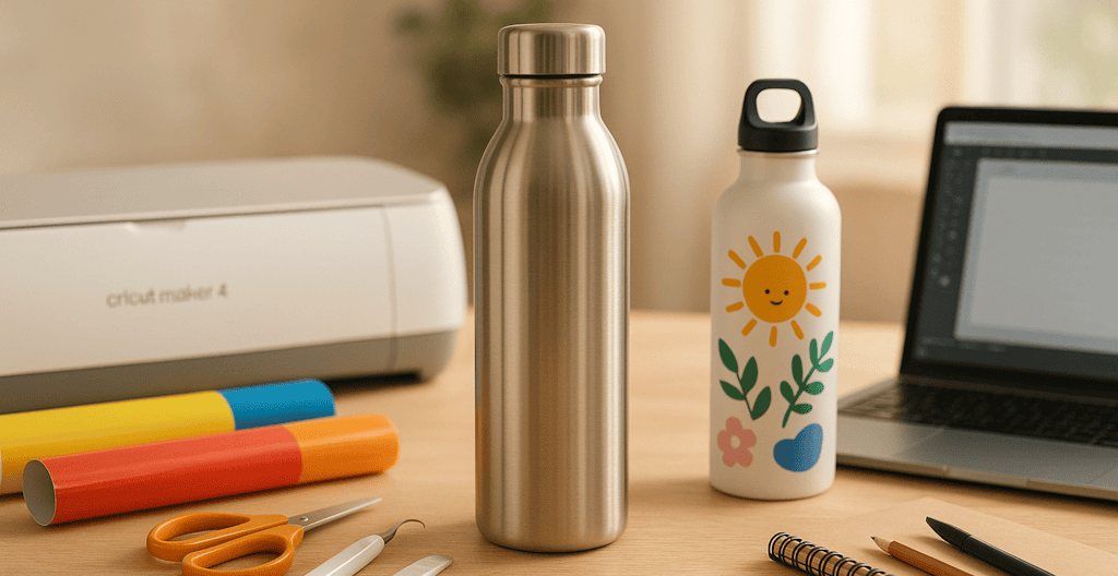 personalisierte Trinkflasche mit der Cricut