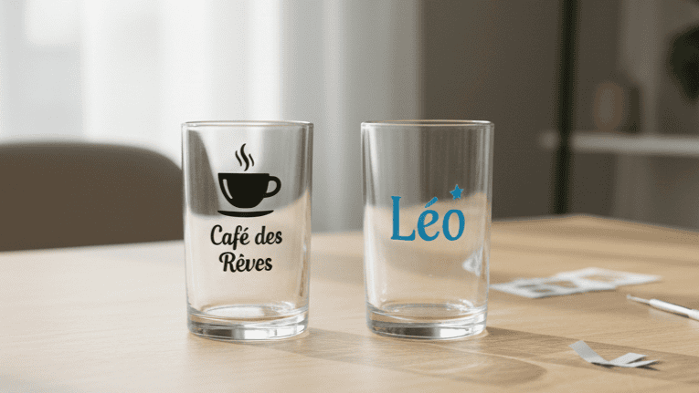 Glas mit Klebefolie personalisieren