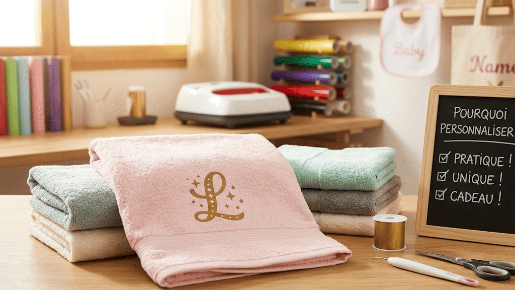 personalizing a towel