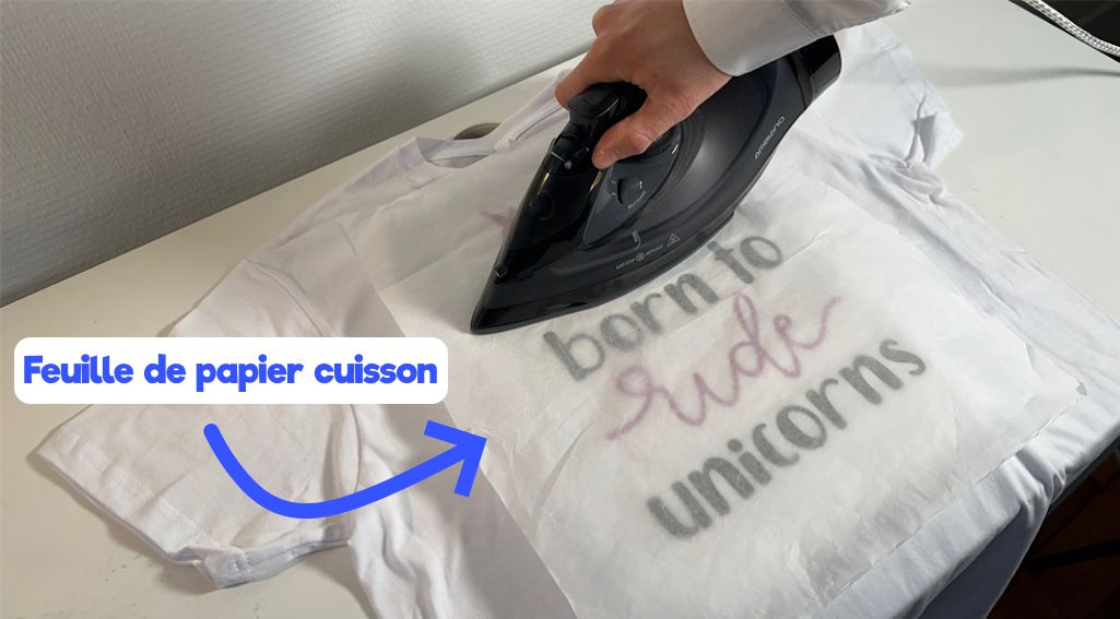 Press the heat-transfer vinyl with your iron