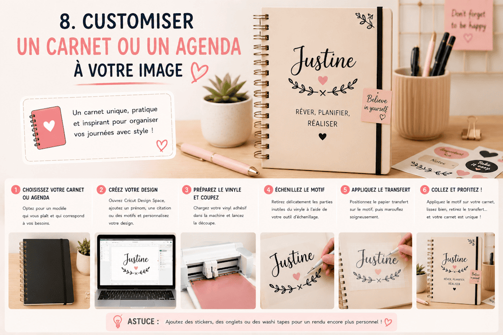 personalize a notebook with adhesive vinyl
