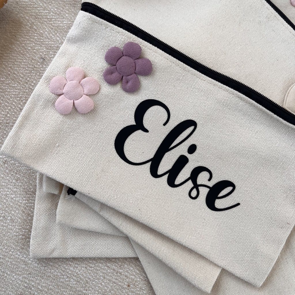 personalized pouch with heat-transfer flex